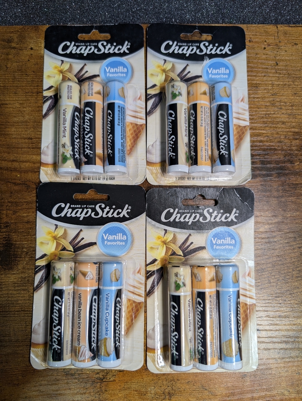 Chapstick Vanilla Favorites Flavored Lip Balm 3 Flavor Variety Pack 12 Tubes